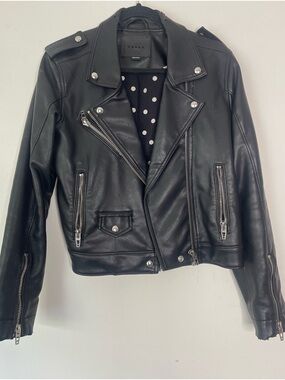 Classic Blank NYC Black Leather Moto Jacket for Women